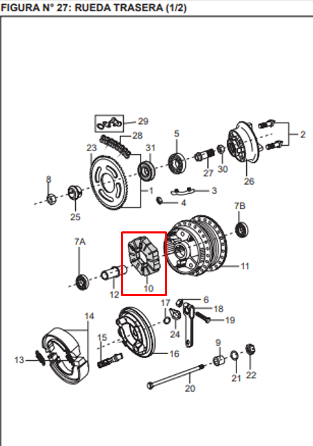 Cauchos de sprocket pulsar ns 200 - pulsar 180 (huecos 6) BAJAJ original