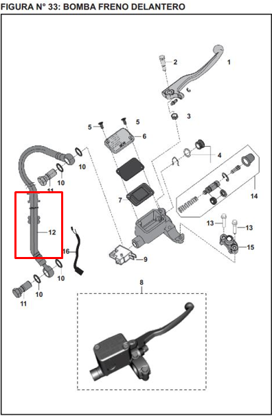 Manguera de freno delantero pulsar ns 200 BAJAJ original