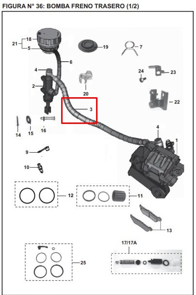 Manguera freno rr pulsar ns 200 original BAJAJ