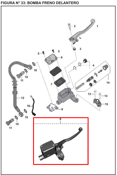 Bomba De Freno Pulsar As 200 Bajaj Original (Delantero)