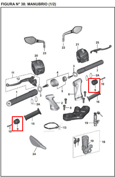 Tapon de manubrio pulsar ns 200 BAJAJ original
