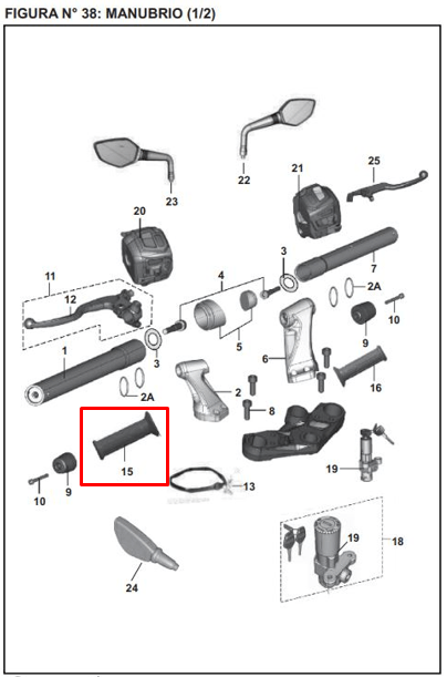 Manilar izquierdo pulsar ns 200 BAJAJ original