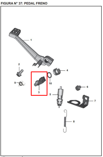 Eje de pedal freno pulsar ns 200 BAJAJ original