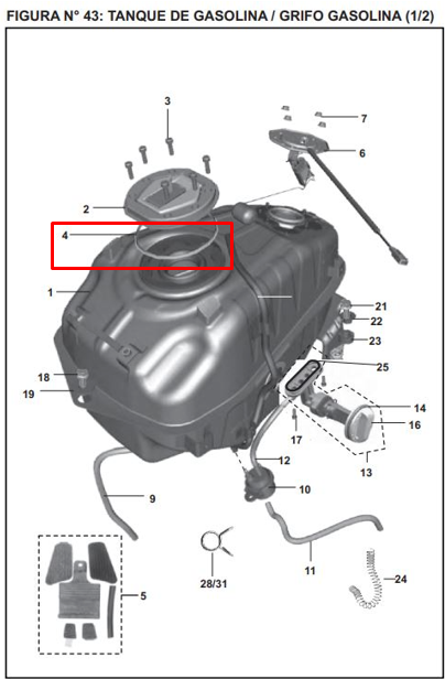Caucho tapa de gasolina pulsar ns 200 BAJAJ original