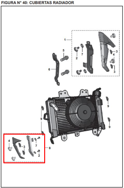 Protector izquierdo de radiador pulsar as 200 BAJAJ original