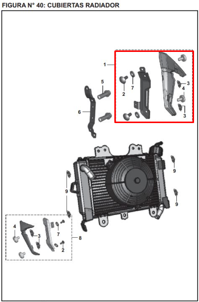 Protector derecho de radiador pulsar ns 200 BAJAJ original