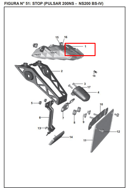 Stop pulsar ns 200 BAJAJ original