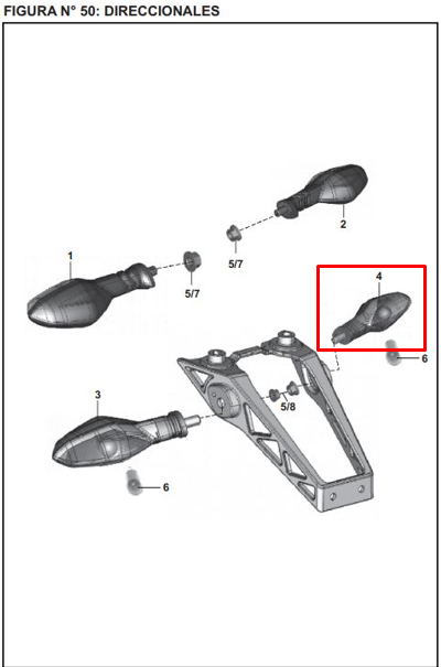 Direccional pulsar ns 200 BAJAJ original (trasera derecha)