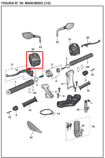 Comando izquierdo pulsar ns 200 BAJAJ original