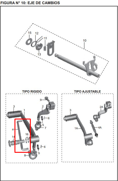 Eje pedal de cambios pulsar ns 200 fi BAJAJ original