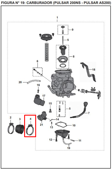 Abrazadera de carburador pulsar ns 150/as BAJAJ original