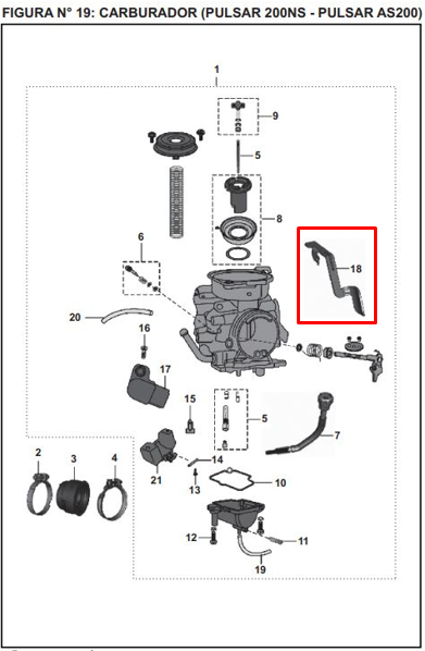 Leva de choke pulsar ns 200 BAJAJ original