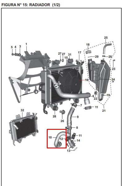 Manguera radia 200ns grande original BAJAJ