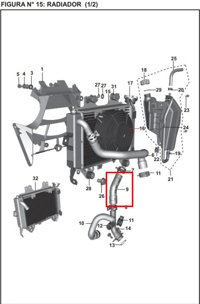 Manguera radia ns 200 pequena original BAJAJ