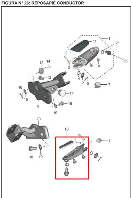 Reposapie discover st 125 BAJAJ original (delantero izquierdo)