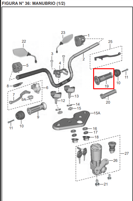 Manilar derecho BAJAJ discover125st original