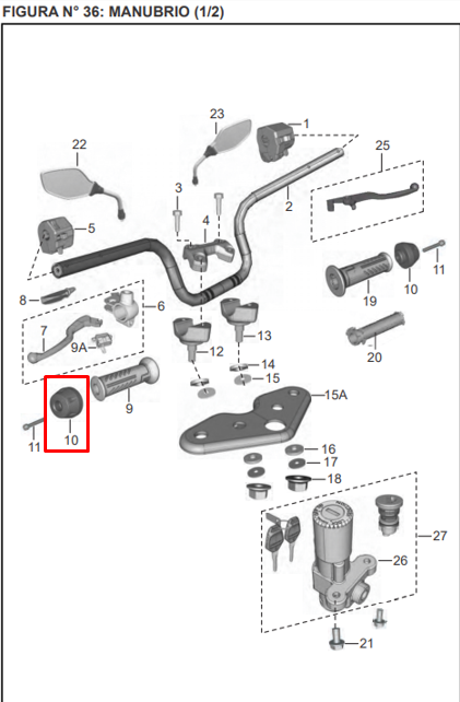 Tapon de manubrio discover st 125 BAJAJ original