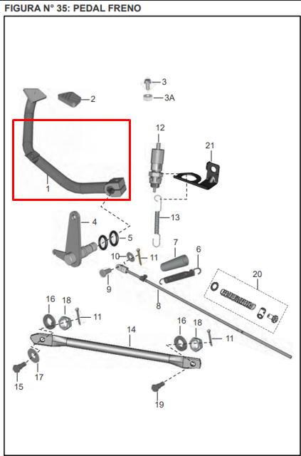 Pedal freno discover 125st-r original BAJAJ