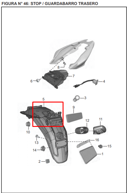 Guardabarros trasero discover st 125 BAJAJ original