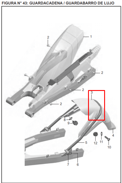 Guardabarros trasero discover 125st BAJAJ original (interno)