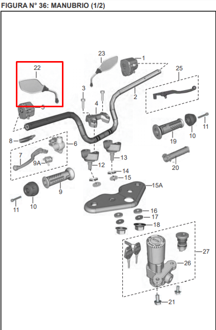 Espejo izquierdo discover st 125 BAJAJ original