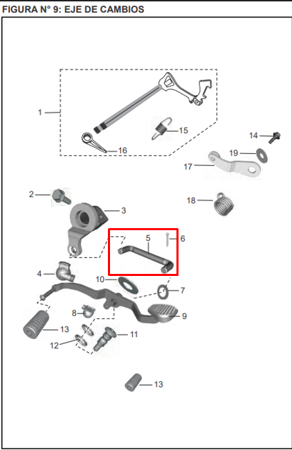 Varilla pedal de cambios discover st 125 BAJAJ original