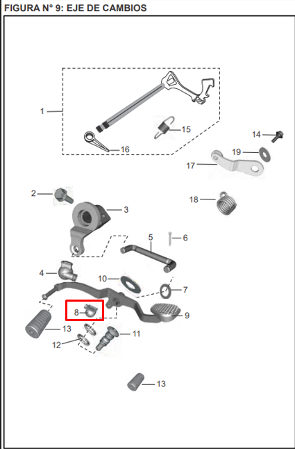 Guardapolvo pedal de cambios discover st 125 BAJAJ original