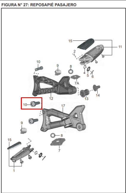 Tornillo soporte reposapie hallen 08xdiscover 27 BAJAJ 125 original