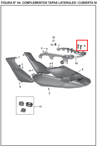 Tornillo soporte reposapie hallen 08xdiscover 27 BAJAJ 125 original