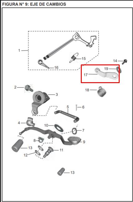 Leva eje de cambios pulsar 150 - discover BAJAJ 125 original
