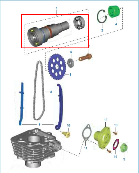 Arbol de levas boxer ct 102 es/ks BAJAJ original