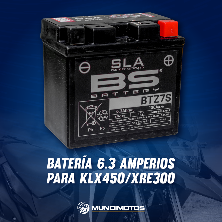 Bateria bs ytz7s (12v-6ah) generico chino (klx 450 - HONDA XRE 300 / KAWASAKI KLX 150