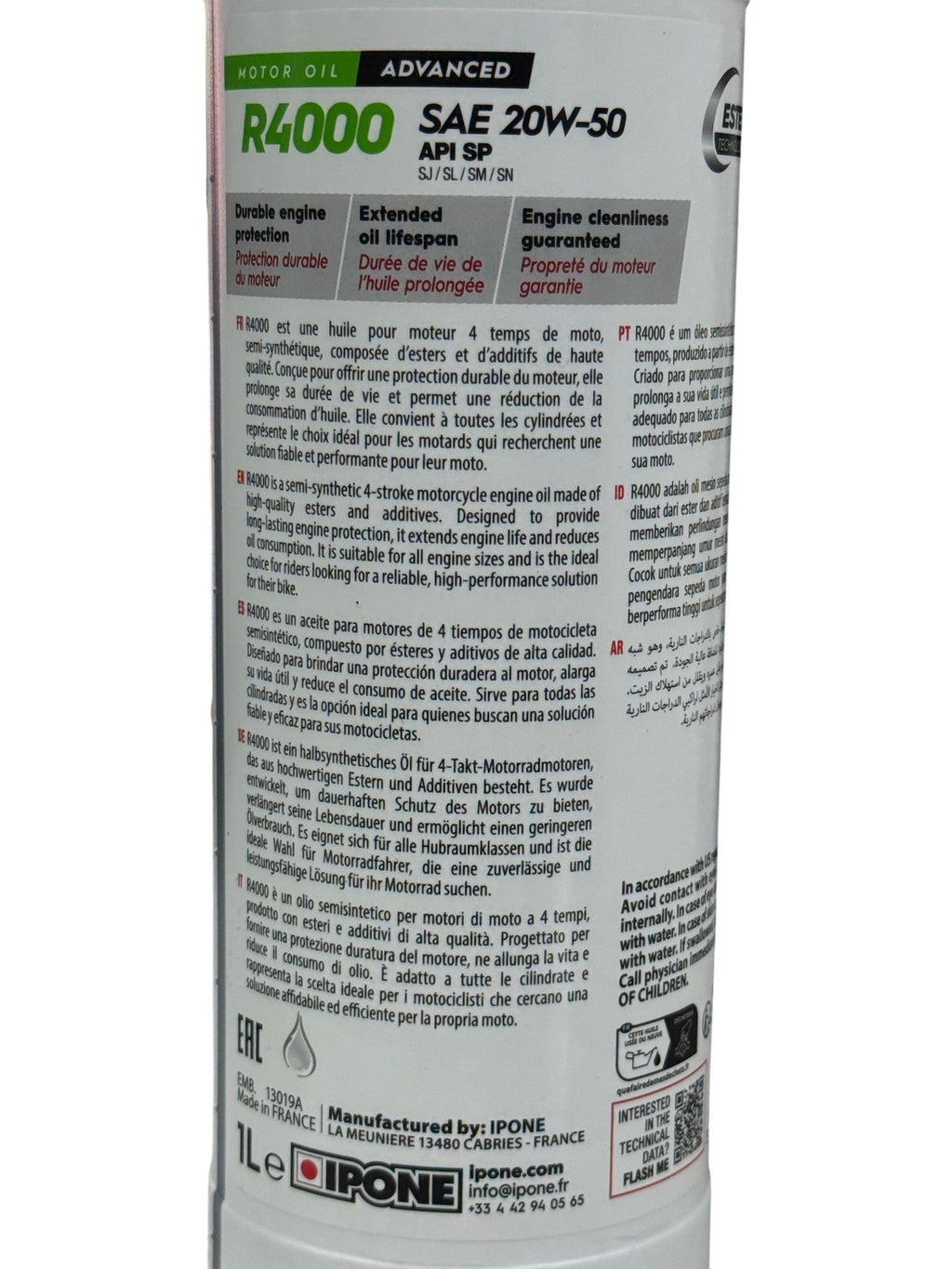 Aceite de motor IPONE r rs 20w-semisint 50ético litro 1 tiempos 4 4000