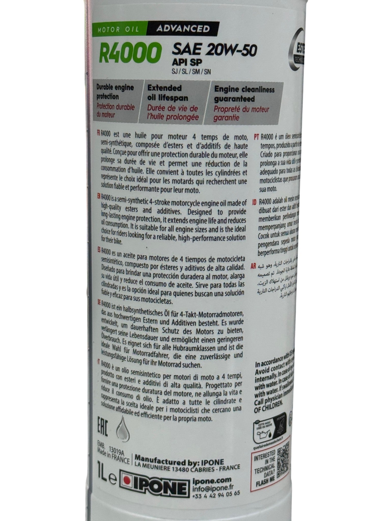 Aceite de motor IPONE r rs 20w-semisint 50ético litro 1 tiempos 4 4000