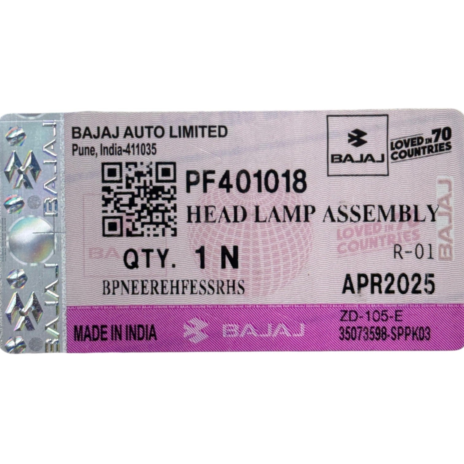 Farola con bombillo platino es 100 BAJAJ original
