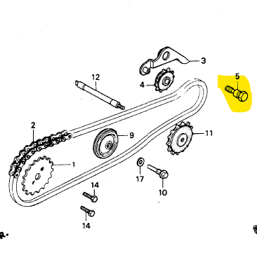 Perno delantera tensor de cadenilla c70 - chonda 90 original