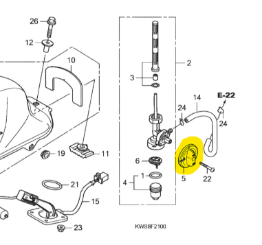 Perilla para llave de gasolina cb HONDA 110 original