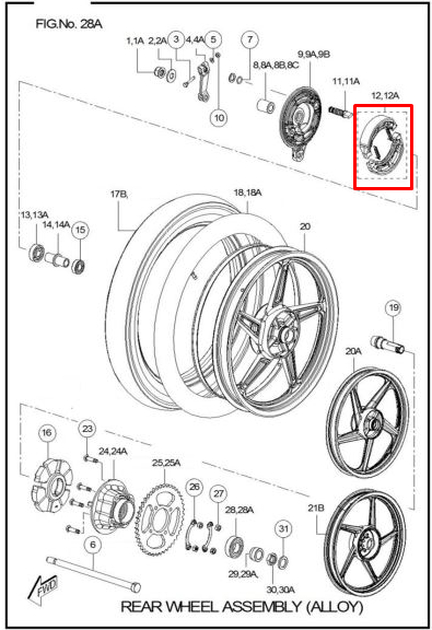 Bandas de freno sport TVS 100 original (traseras)