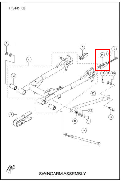 Tensor izquierdo de cadena sport TVS 100 original