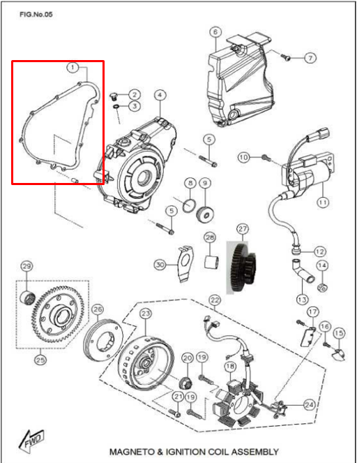 Empaque tapa volante rtr 160/tvs 180 original