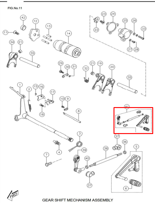 Pedal de cambios completo rtr 160/tvs 180 original