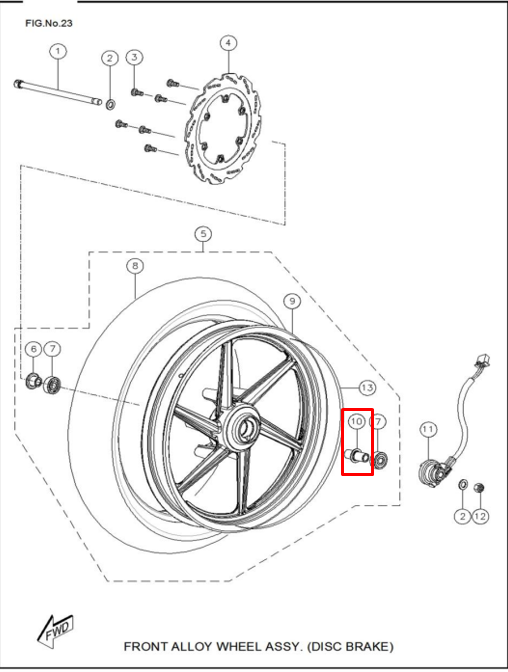 Buje de llanta delantera rtr 160/tvs 180 original