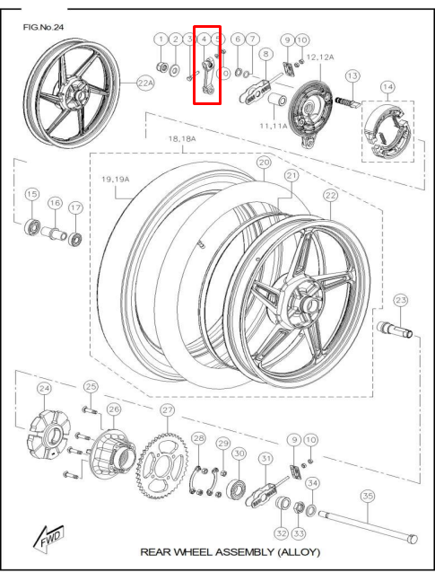 Leva de freno trasero rtr TVS 160 original