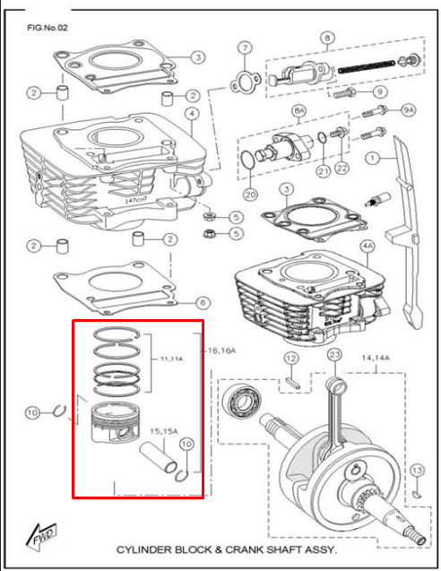 Kit piston rtr TVS 160 original (0.25)