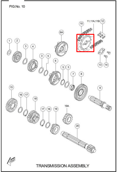 Piñon de arrastre (dientes 13) sport 100 - stryker TVS 125 original