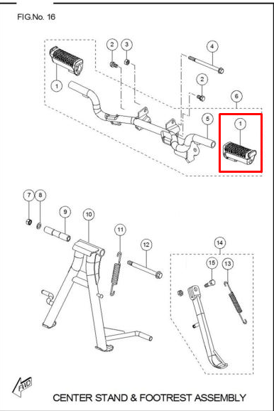 Caucho de posapie delantero sport TVS 100 original