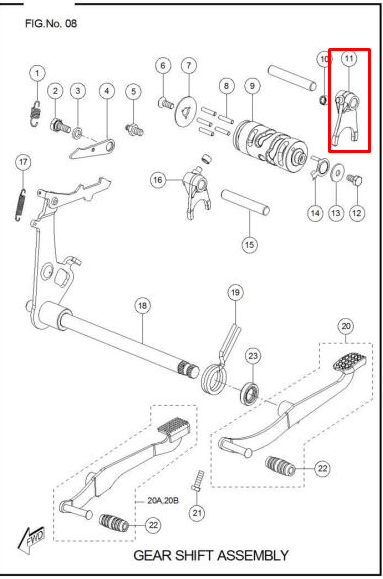 Garra cambios izq TVS sport original