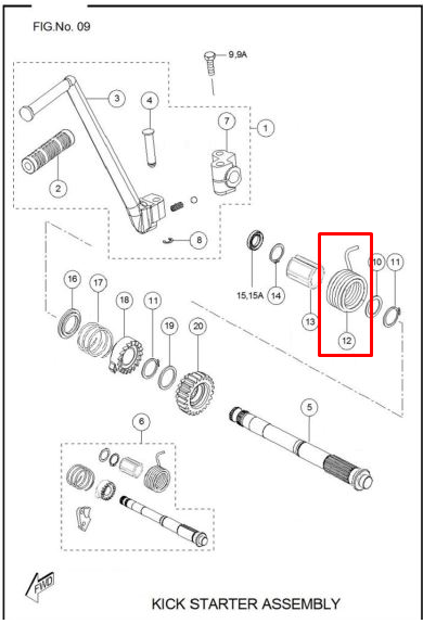 Resorte de crank sport TVS 100 original