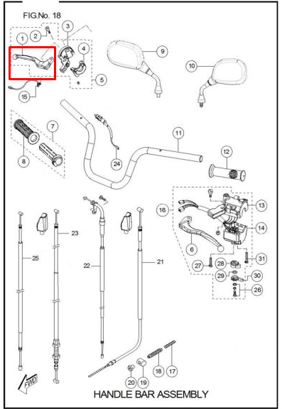 Manigueta de freno sport TVS 100 original