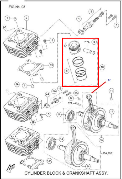Kit piston sport TVS 100 original (0.25)